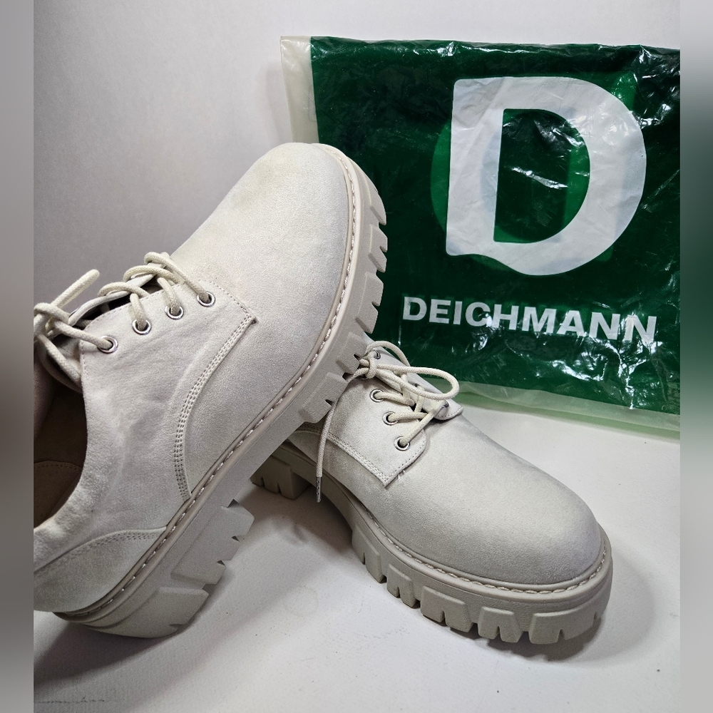 Deichmann Off White Chunky Lace-Up Shoes. Unisex Germany Shoes.